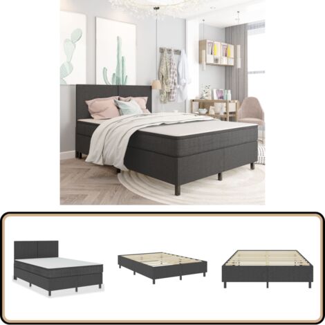 Boxspring-Bettgestell Grau Stoff 160x200 cm - Boxspringbett - Doppelbett - Bettrahmen - Bettgestell - Grau