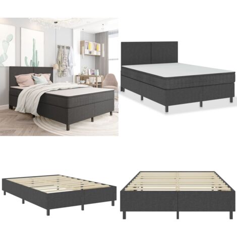Boxspring-Bettgestell Grau Stoff 160x200 cm - Boxspringbett - Doppelbett - Bettrahmen - Bettgestell - Grau - Home & Living