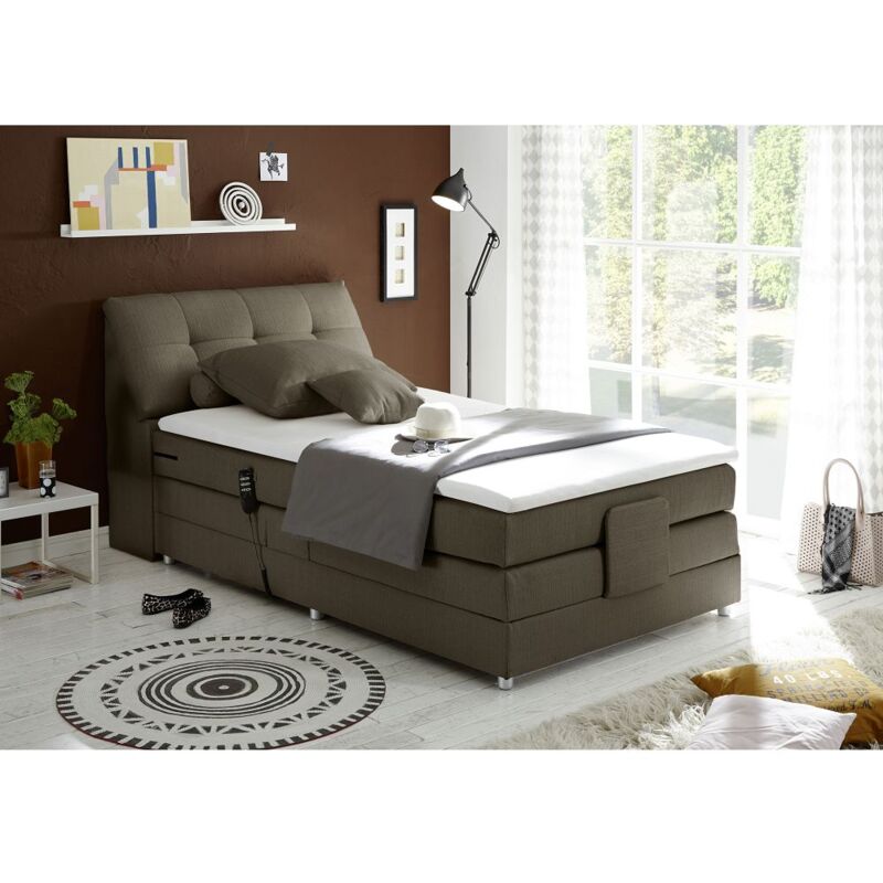 Boxspringbett 120x200 cm Hotelbett Einzelbett Jugendbett, elektrisch verstellbar CONCORD3M-09 in Artemis 1 Ivory creme