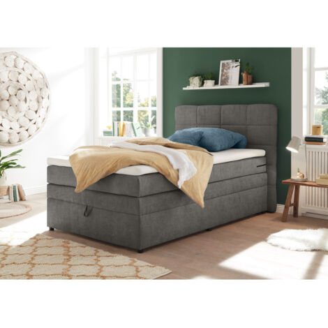 Boxspringbett 140x200 cm Jugendbett mit Bettkasten Hotelbett in Soro anthrazit TEREZIN-09