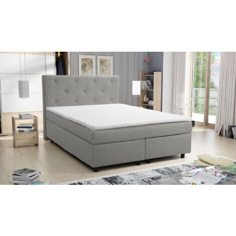 Boxspringbett 140x200 Hotelbett Bonellfederkern Topper Paxos 1 Chester hellgrau
