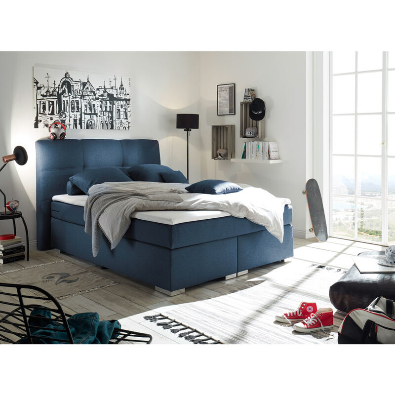 Boxspringbett 180x200 cm PENSACOLA2-09 in Como 87 dunkelblau