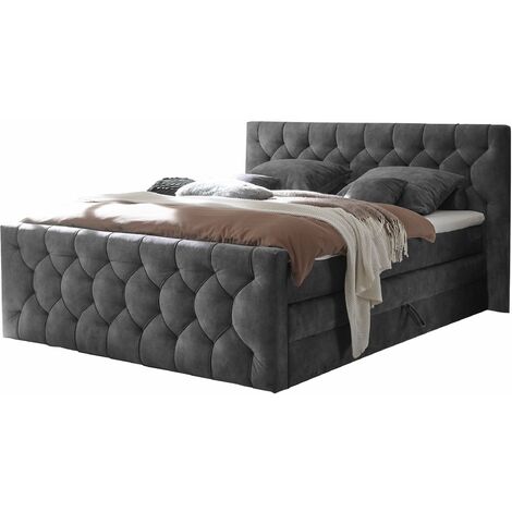 Boxspringbett 180 x 200 cm anthrazit Bettkasten - CASHFIELD - Die Möbelfundgrube