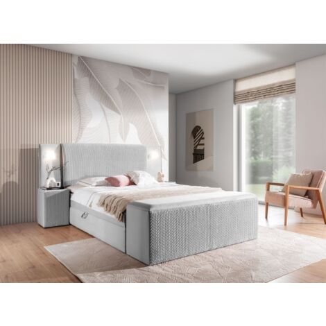Boxspringbett Bett MARTEN 120x200cm Set.3 in Stoff Magic Velvet Hellgrau