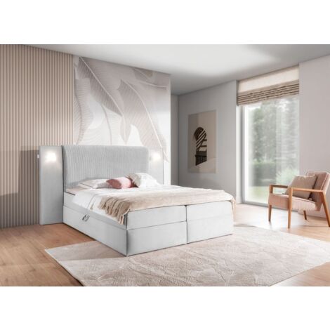 Boxspringbett Bett MARTEN 160x220cm Set.1 in Stoff Magic Velvet Hellgrau
