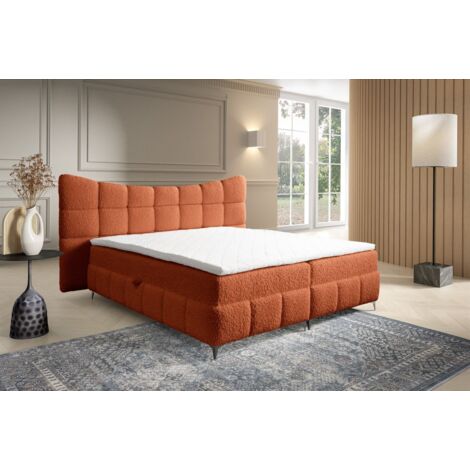 Boxspringbett Bett Schlafzimmerbett NOVA 140x200cm Stoff Rolf Rostbraun