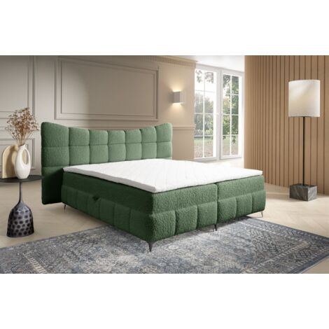 Boxspringbett Bett Schlafzimmerbett NOVA 160x200cm Stoff Rolf Flaschengrün