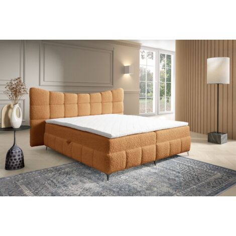 Boxspringbett Bett Schlafzimmerbett NOVA 160x200cm Stoff Rolf Honiggelb