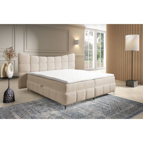 Boxspringbett Bett Schlafzimmerbett NOVA 180x200cm Stoff Rolf Beige