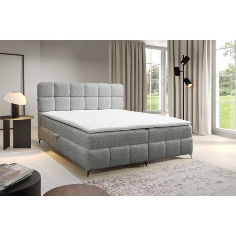 Boxspringbett Bett Schlafzimmerbett SOPHIE 100x200cm Stoff Rolf Hellgrau