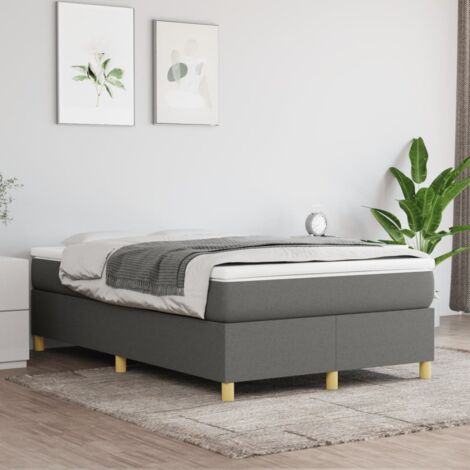 Boxspringbett  Doppelbett  Bett für Schlafzimmer Dunkelgrau 120x200 cm Stoff DE84183