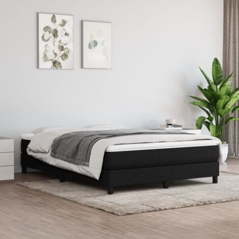 Boxspringbett  Doppelbett  Bett für Schlafzimmer Schwarz 140x200 cm Stoff DE75513