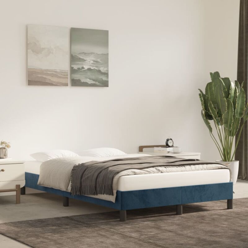 Bettgestell Ohne Matratze Dunkelblau 120x190 Cm Samt Vidaxl