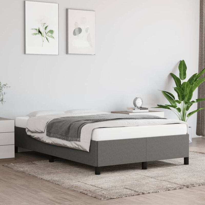 Bettgestell Ohne Matratze Dunkelgrau 120x190 Cm Stoff Vidaxl