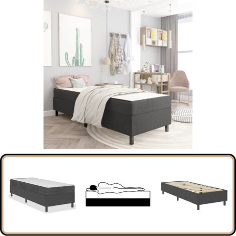 Boxspringbett Dunkelgrau Stoff 100x200 cm - Boxspringbett - Doppelbett - Bettrahmen - Schlafsystem - Liegefläche 100x200 Cm