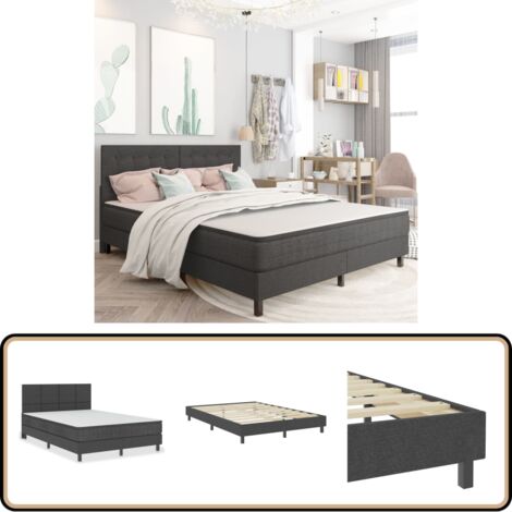 Boxspringbett Dunkelgrau Stoff 160x200 cm - Boxspringbett - Doppelbett - Schlafsystem - Bettrahmen - Liegekomfort