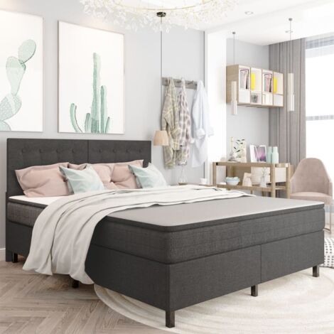 Boxspringbett Dunkelgrau Stoff 160x200 cm vidaXL