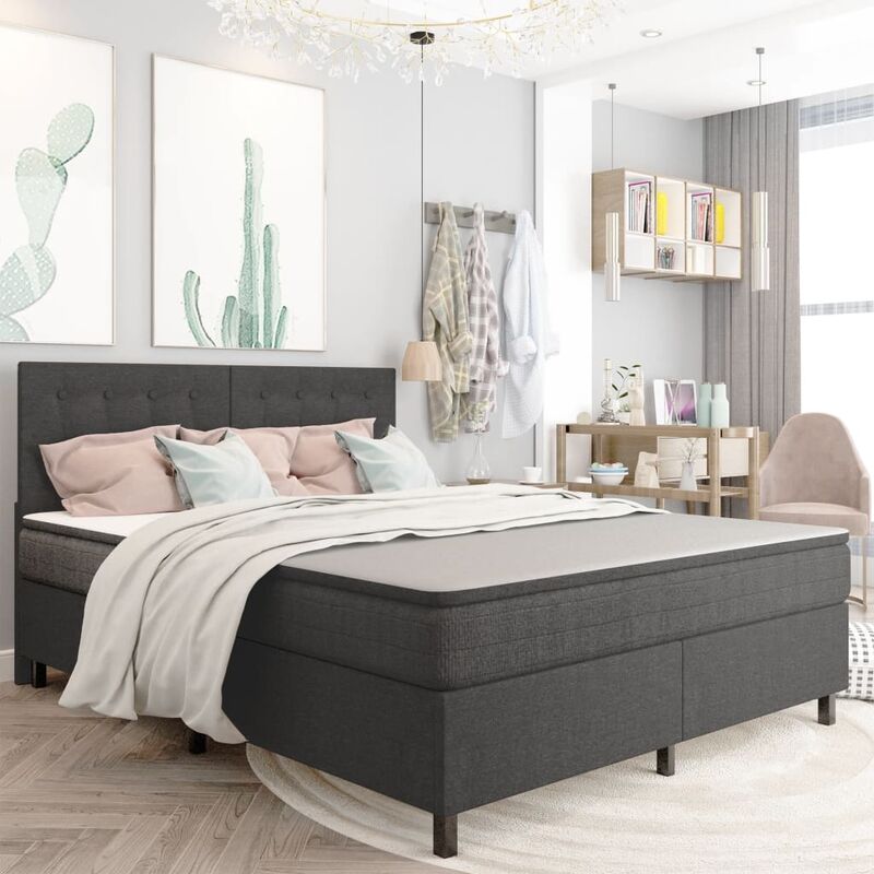 Boxspringbett Dunkelgrau Stoff 180x200 cm - Grau