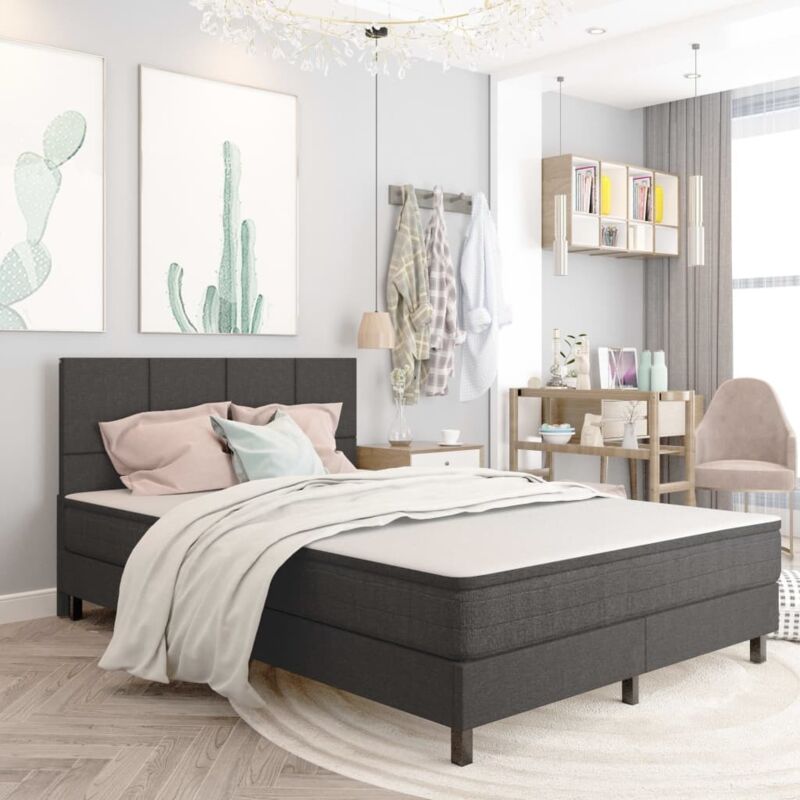 Vidaxl - Boxspringbett Dunkelgrau Stoff 180x200 Cm