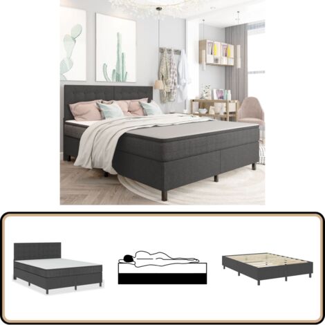 Boxspringbett Dunkelgrau Stoff 180x200 cm - Boxspringbett - Doppelbett - Schlafraum - Bettsystem - Komfortbett