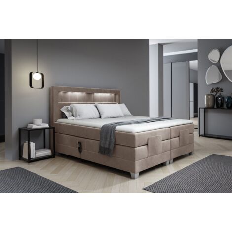 Boxspringbett Elektrisch Bett DAVIDE 180x200cm in Stoff Fresh Macchiato