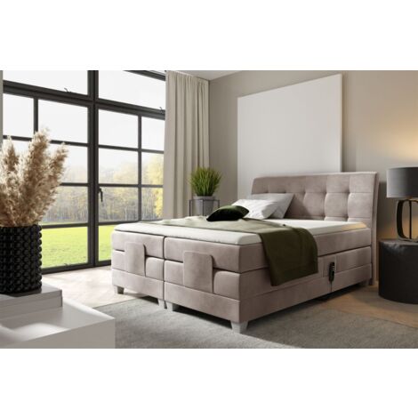 Boxspringbett Elektrisch Bett FRANCO 180x200cm in Stoff Fresh Macchiato