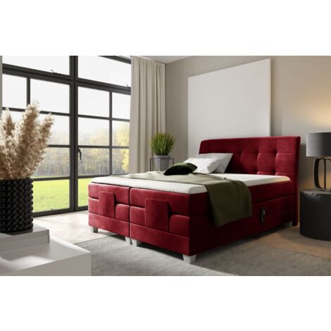 Boxspringbett Elektrisch Bett FRANCO 200x200cm in Stoff Fresh Rot