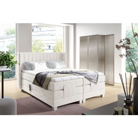 Boxspringbett Elektrisch Bett MAGNUS 140x200cm in Stoff Salvador Beige