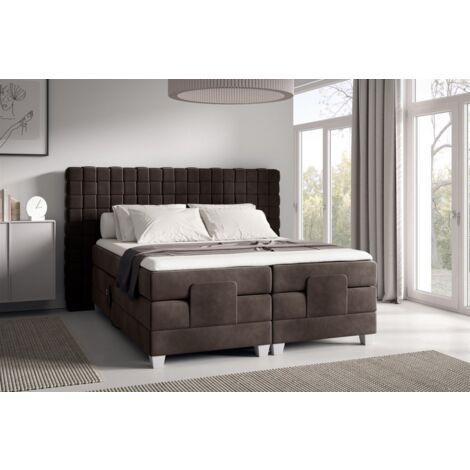 Boxspringbett Elektrisch Bett VIDAL 180x200cm in Stoff Fresh Dunkelbraun