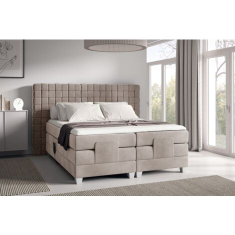 Boxspringbett Elektrisch Bett VIDAL 180x200cm in Stoff Fresh Macchiato