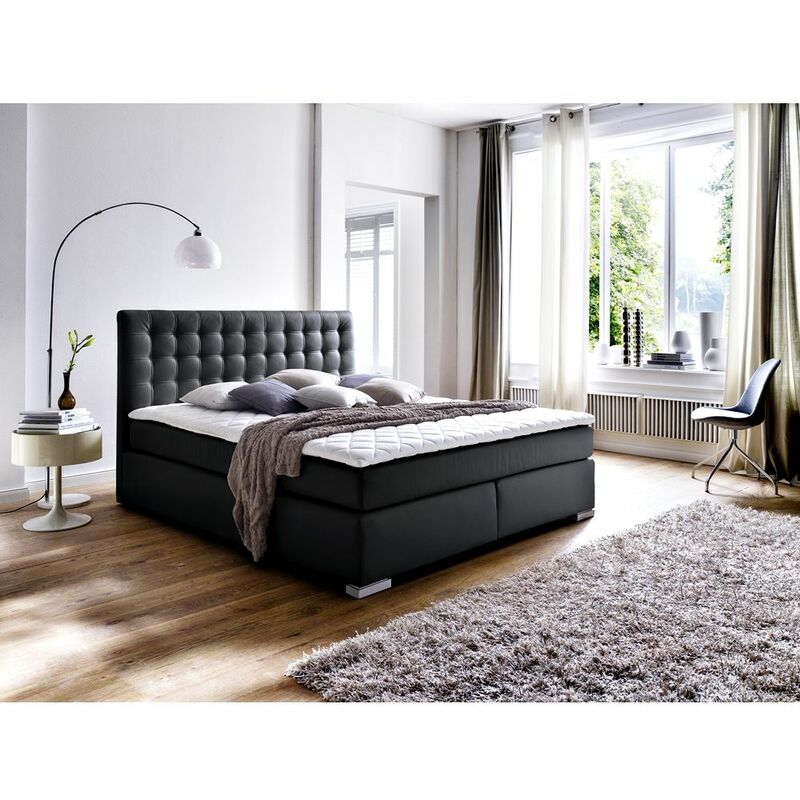 Lomadox - Boxspringbett IMOLA-114 200x200 in Braun, Härtegrad H2-H3