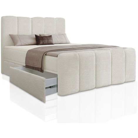 Boxspringbett Manitoba 180x200 cm mit Bettkasten - Bouclé - Beige