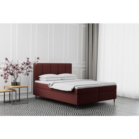 Boxspringbett mit bettkasten matratze ADEL stoff Monolith Rotwein 120x200 cm