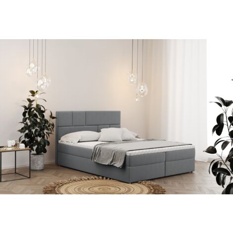 Boxspringbett mit bettkasten matratze BALI stoff Mat Velvet Grau 140x200 cm