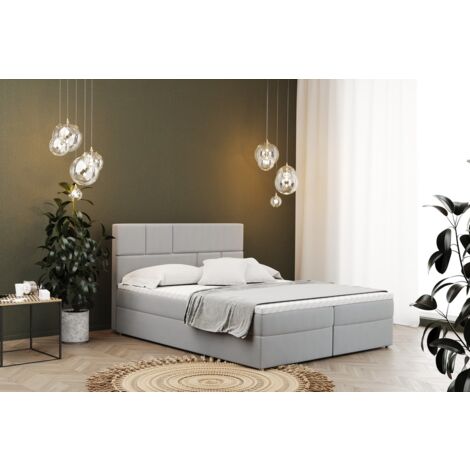 Boxspringbett mit bettkasten matratze BALI stoff Mat Velvet Hellgrau 140x200 cm