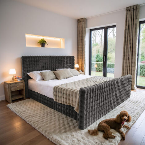 Boxspringbett mit bettkasten, matratze, topper,  BLANKET stoff Bubble 140x200 cm Graphit