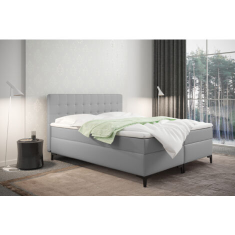 Boxspringbett mit bettkasten und matratze Denver Kunstleder Grau 200x200 cm