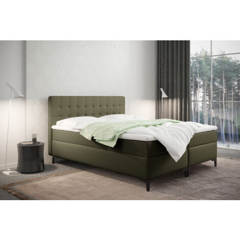 Boxspringbett mit bettkasten und matratze Denver Kunstleder Olive 160x200 cm