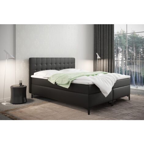Boxspringbett mit bettkasten und matratze Denver Kunstleder Schwarz 120x200 cm