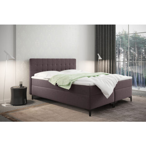 Boxspringbett mit bettkasten und matratze Denver stoff Muna Braun 200x200 cm