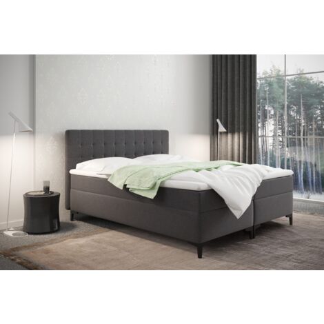 Boxspringbett mit bettkasten und matratze Denver stoff Muna Graphit 160x200 cm