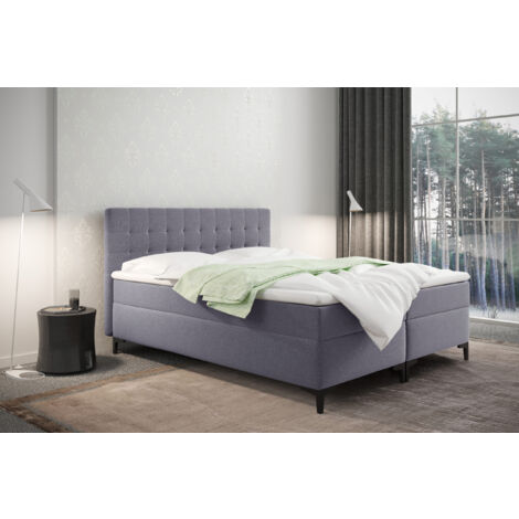 Boxspringbett mit bettkasten und matratze Denver stoff Muna Grau 140x200 cm