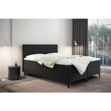 Boxspringbett mit bettkasten und matratze Denver stoff Muna Schwarz 180x200 cm