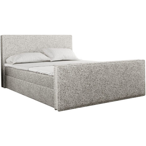 Boxspringbett mit bettkasten und matratze + topper LILA stof Puente Beige+Schwarz 160x200 cm
