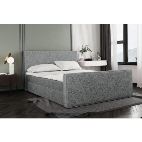 Boxspringbett mit bettkasten und matratze + topper LILA stof Puente Grau 120x200 cm