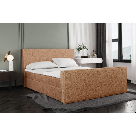Boxspringbett mit bettkasten und matratze + topper LILA stof Puente Marille 140x200 cm