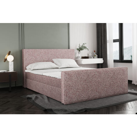 Boxspringbett mit bettkasten und matratze + topper LILA stof Puente Rosa 160x200 cm
