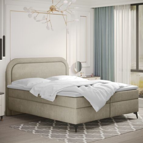 Boxspringbett mit bettkasten und topper Valentino, mehrere Größen Noel 160x200 cm Hellbeige