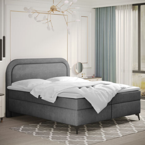 Boxspringbett mit bettkasten und topper Valentino, mehrere Größen Noel 200x200 cm Grau