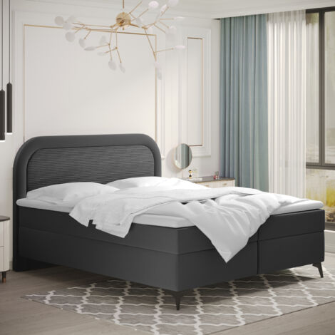 Boxspringbett mit bettkasten und topper Valentino, mehrere Größen Paros/Poso 120x200 cm Dunkelgrau